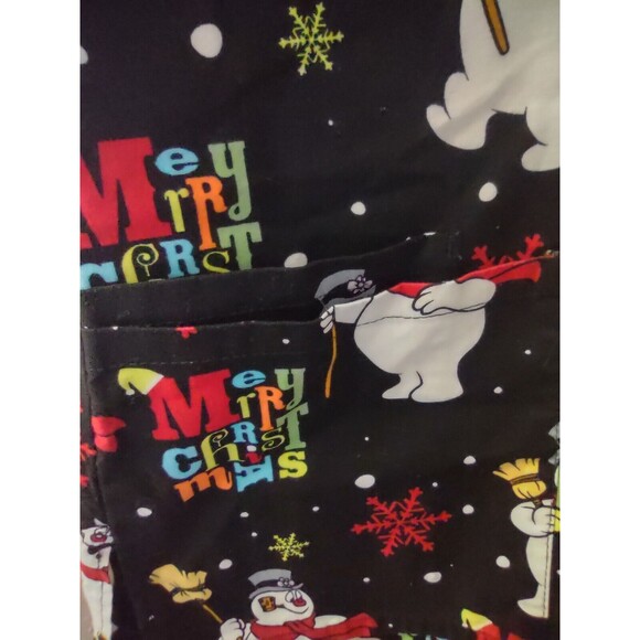 Frosty The Snowman Scrub Top Women's Size Large 100% Cotton - Picture 3 of 8
